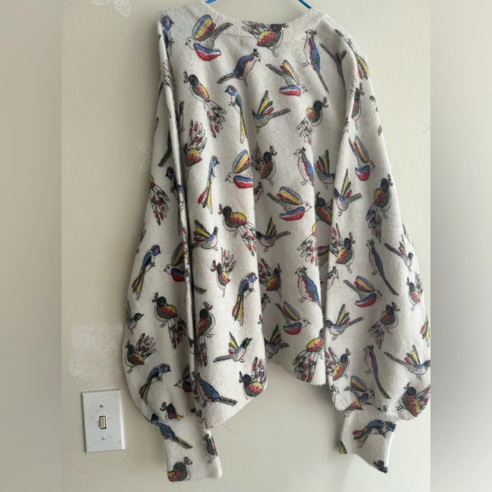 BODEN Blouson Sleeve Fluffy Jumper Ivory Tropic Bird - Picture 6 of 6